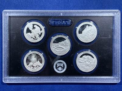 《竞宝斋》第452场 周日，周一 2场连拍 （全场包邮，欢迎送拍） - 美国2012年国家公园系列25美分5枚精制银币套 带盒证 6.25克X5枚 900银