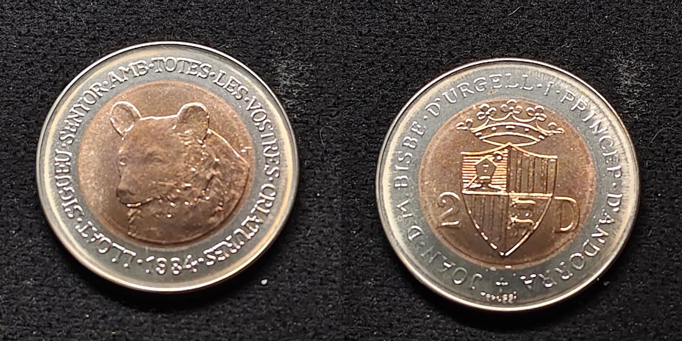 【全场包邮】纯粹捡漏拍491场（免费代拍第28场） 【少见】安道尔1984年2第纳尔野生动物系列3枚双色纪念币-原盒-量5000