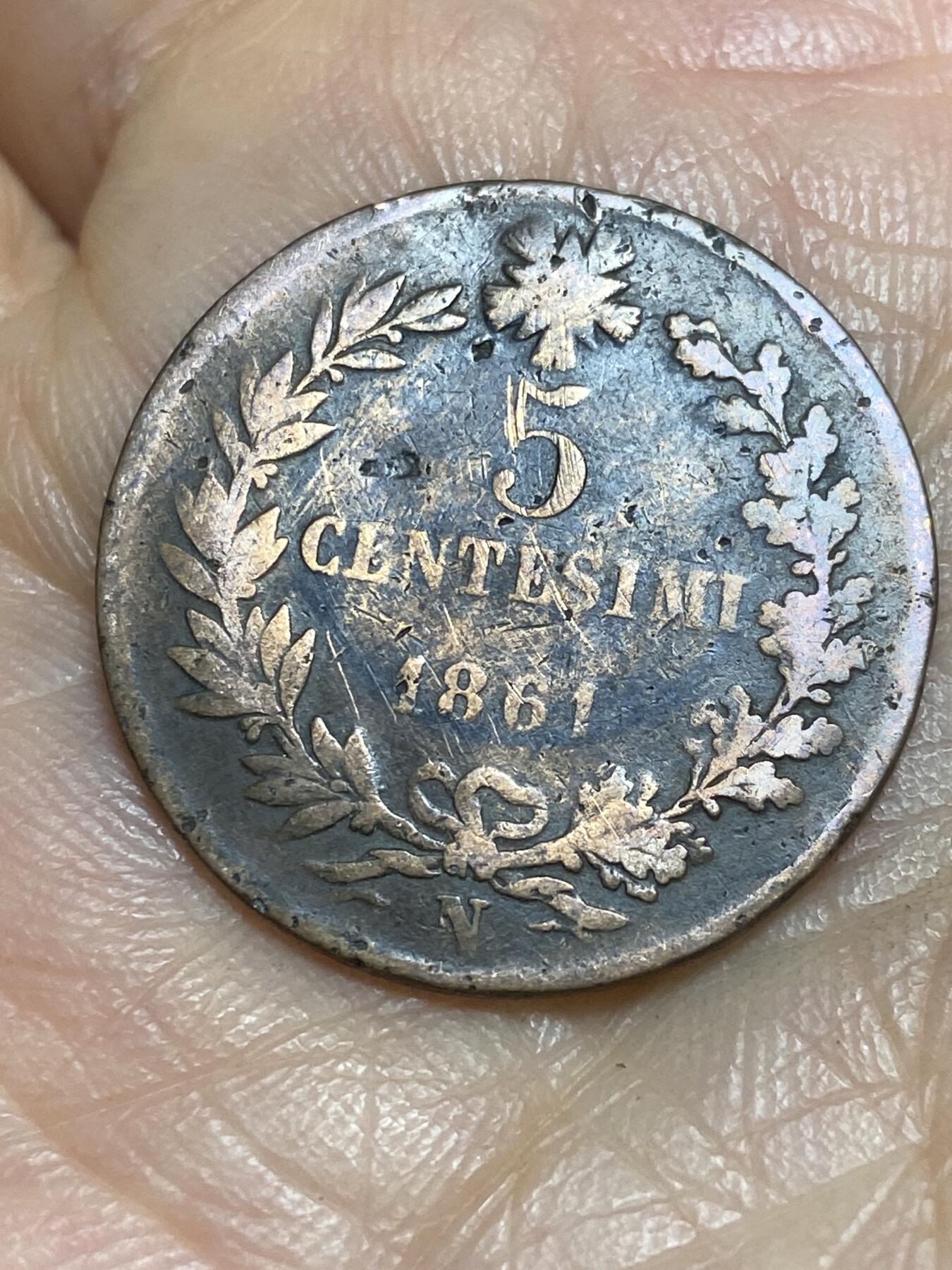 2026年第一场(总第一百七十场）外国好品散币场(免佣金) 意大利王国1861年5分(维托里奥·埃马努埃莱二世，N标那不勒斯造，首发年仅发行3年)