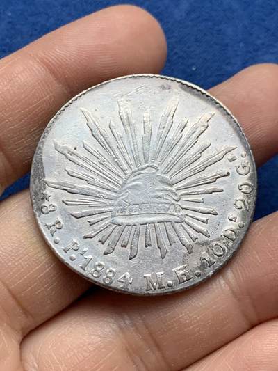 《竞宝斋》第452场 周日，周一 2场连拍 （全场包邮，欢迎送拍） - 墨西哥1884 PI MH版 8R鹰洋银币