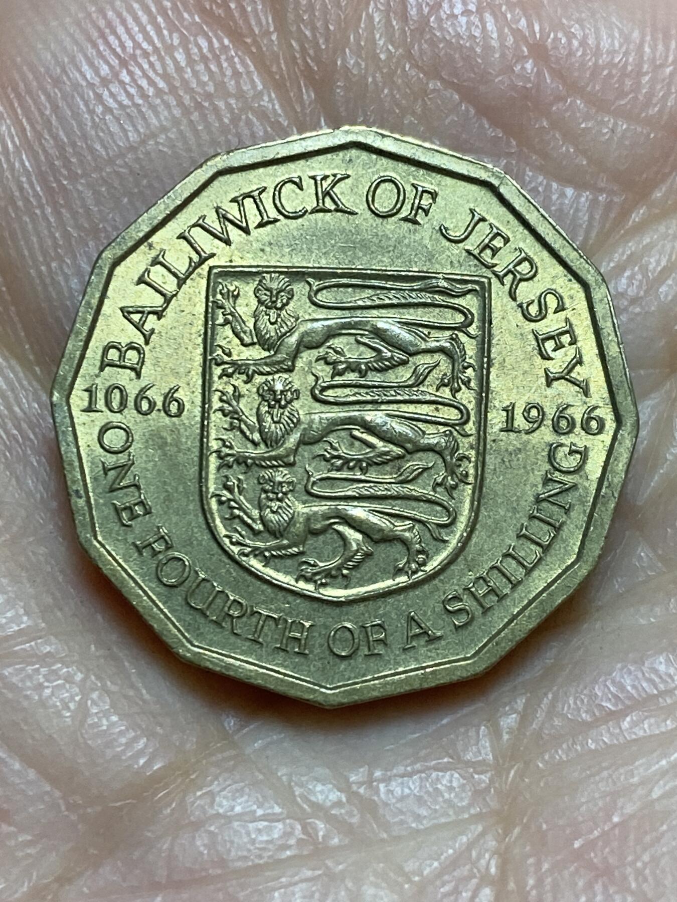 2026年第一场(总第一百七十场）外国好品散币场(免佣金) 英属泽西岛🇯🇪1966年1/4先令(诺曼征服900周年纪念币)