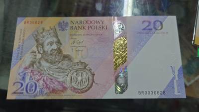 【新年二拍】世界钱币～微拍第223期暨2025年第63期  裸钞专场超低起拍 欢迎参与 - 2025年波兰20兹罗提纪念钞 全新绝品无47尾号6628 原装册