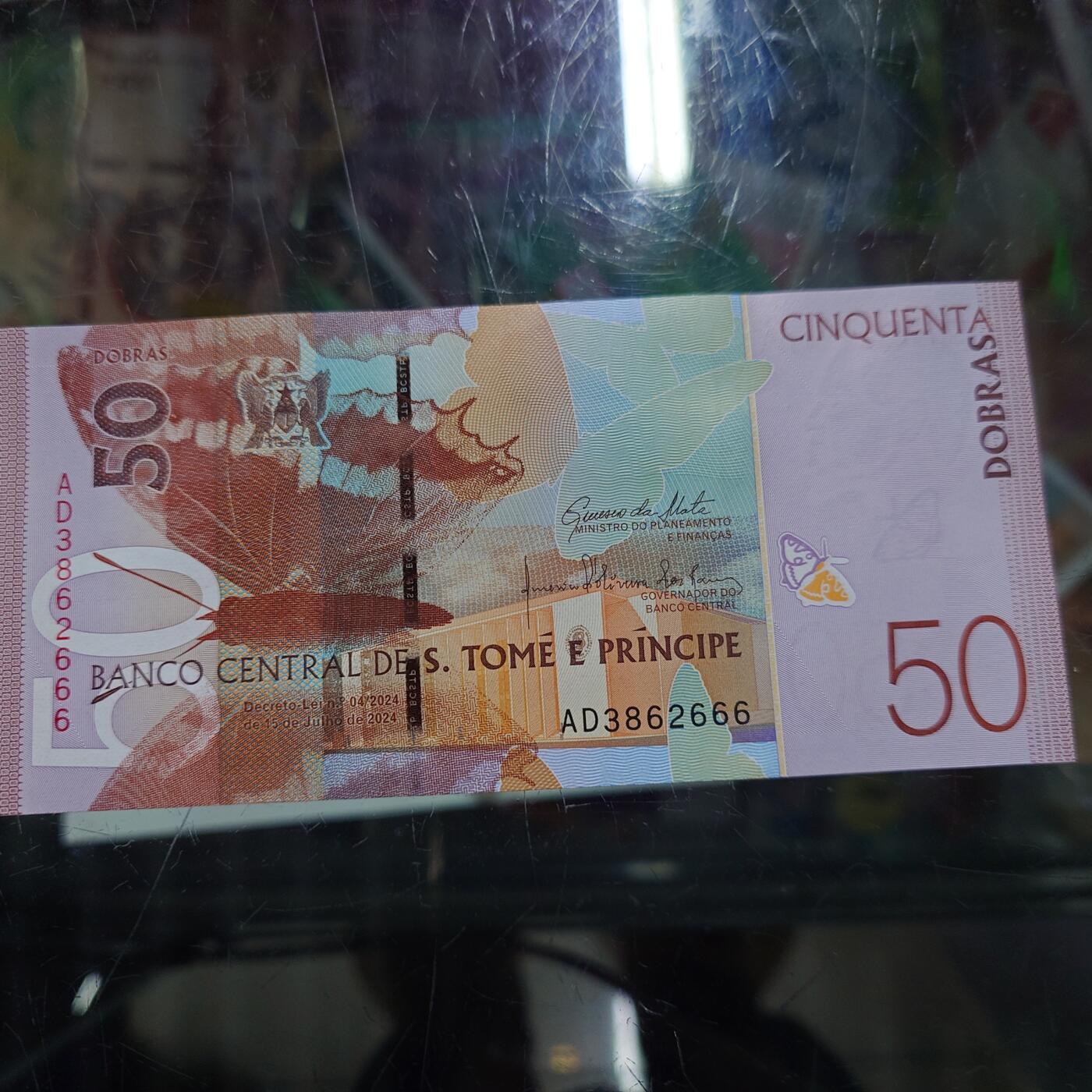 【新年二拍】世界钱币～微拍第223期暨2025年第63期  裸钞专场超低起拍 欢迎参与 2024年圣多美和普林西比50 全新绝品无47豹子号666