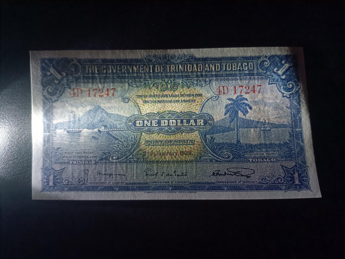 2026首期，总第211期 英属特立尼达和多巴哥1939年1元UNC，殖民地开拓的历史和总督府徽章