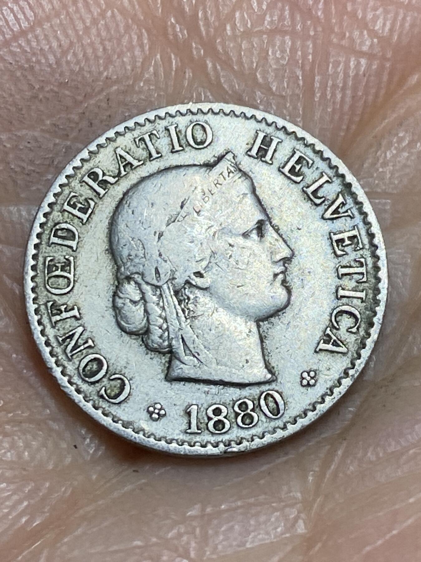 2026年第一场(总第一百七十场）外国好品散币场(免佣金) 稀少早期年份–瑞士🇨🇭1880年5拉彭(第二版，B标伯尔尼造)
