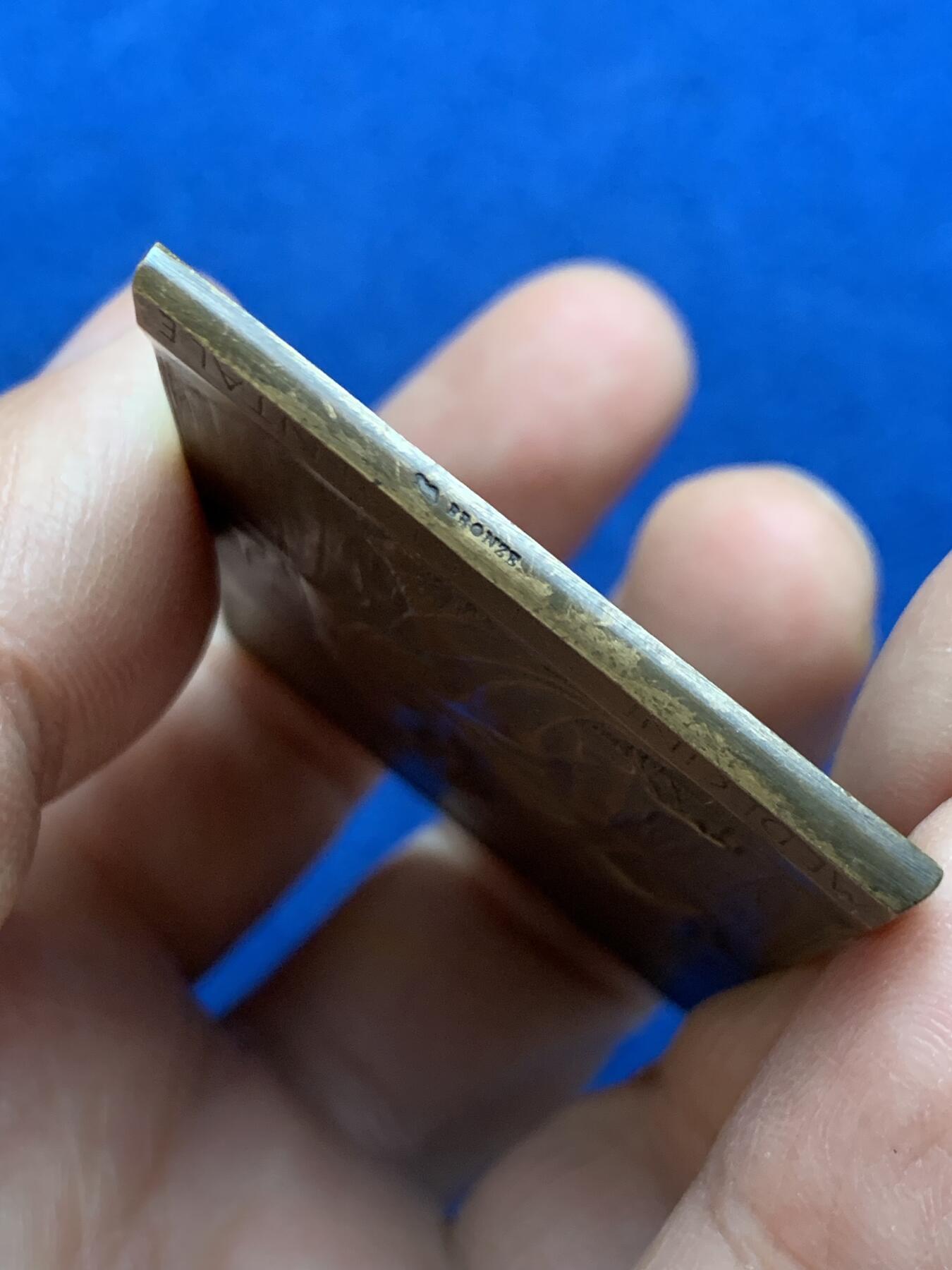 《竞宝斋》第452场 周日，周一 2场连拍 （全场包邮，欢迎送拍） 名家奥斯卡罗蒂1901年作 法国内科临床学教授雅克·拉斐尔方型纪念铜章 56.15克 42*59mm 丰饶角铜标