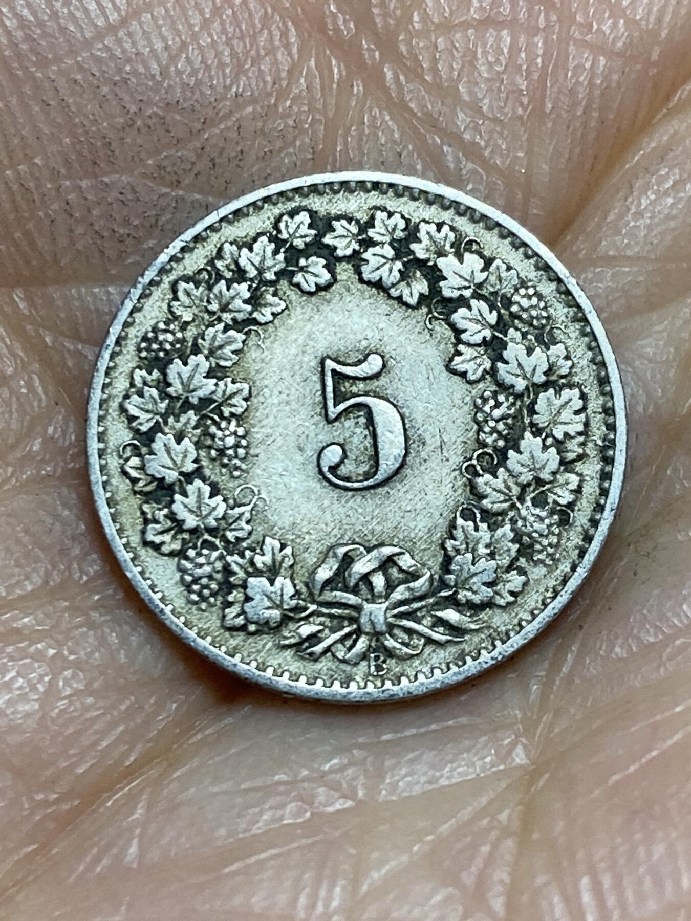 2026年第一场(总第一百七十场）外国好品散币场(免佣金) 稀少早期年份–瑞士🇨🇭1880年5拉彭(第二版，B标伯尔尼造)