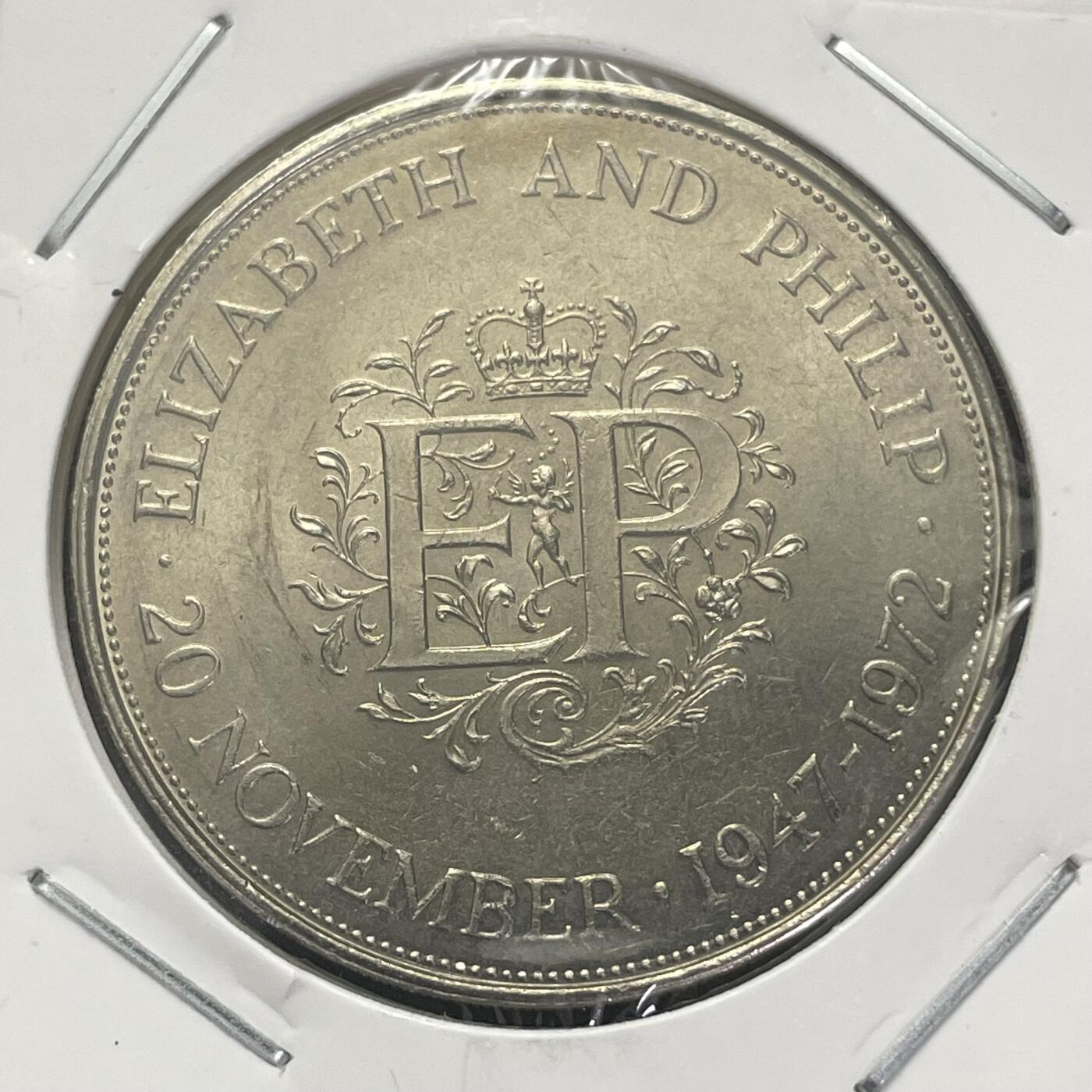 回流1228 38mm 英国1972年25便士 伊丽莎白女王登基25周年纪念币 克朗硬币
