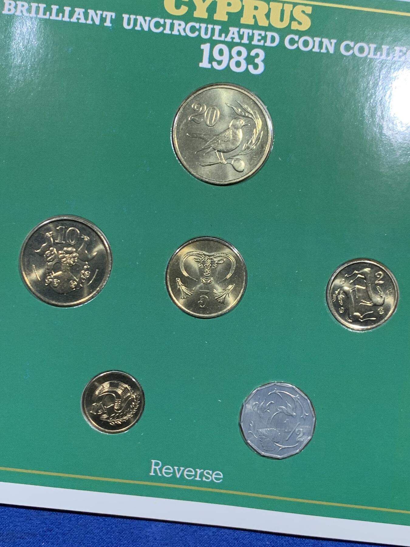 《竞宝斋》第452场 周日，周一 2场连拍 （全场包邮，欢迎送拍） 塞浦路斯1983官方原装套币 半分-20分 6枚全套独年版 克劳斯编号MS16 英国皇家造币