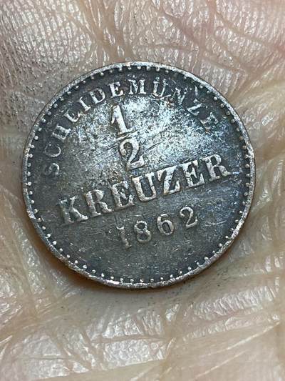2026年第一场(总第一百七十场）外国好品散币场(免佣金) - 稀少品种–德意志邦国–符腾堡王国1862年1/2克鲁泽(威廉一世时期)