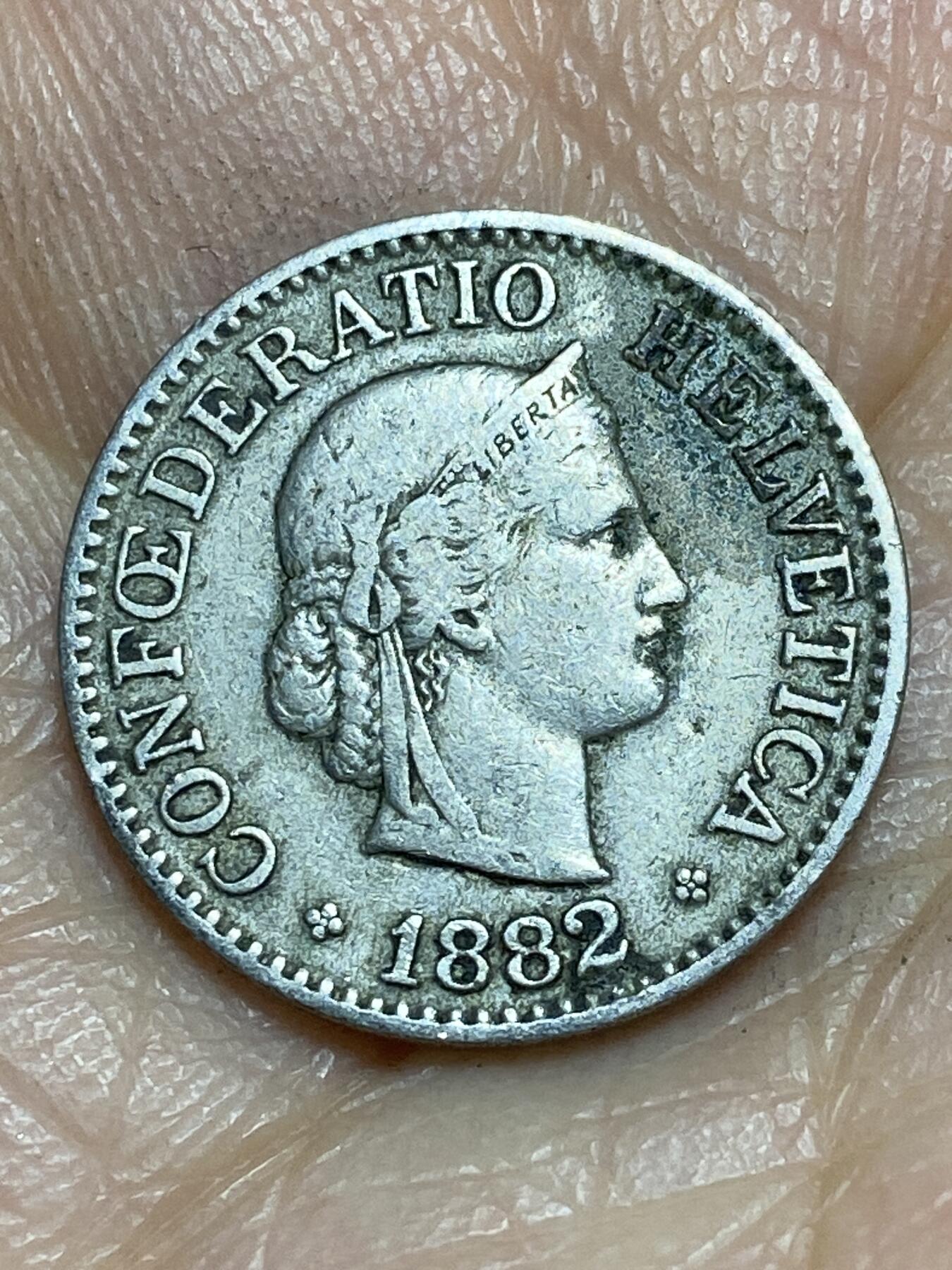 2026年第一场(总第一百七十场）外国好品散币场(免佣金) 稀少早期年份–瑞士🇨🇭1882年10拉彭(第二版，B标伯尔尼造)