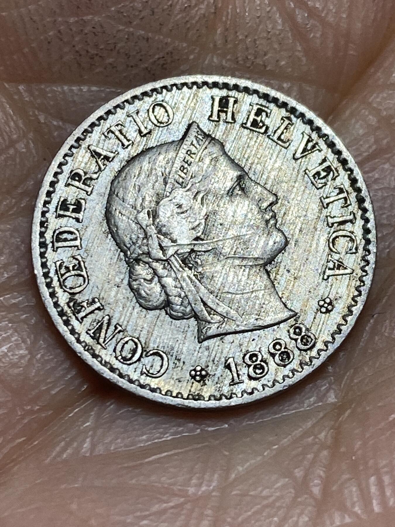 2026年第一场(总第一百七十场）外国好品散币场(免佣金) 稀少早期年份–瑞士🇨🇭1888年5拉彭(第二版，B标伯尔尼造)