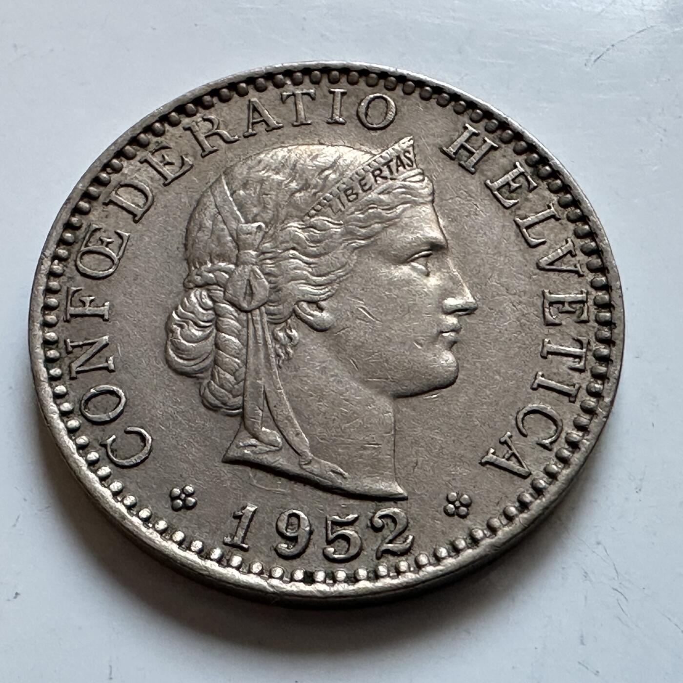 🌹外币初藏🌹🐯2025年第147场  每周二四六晚8️⃣点 接代拍 瑞士1952年20分