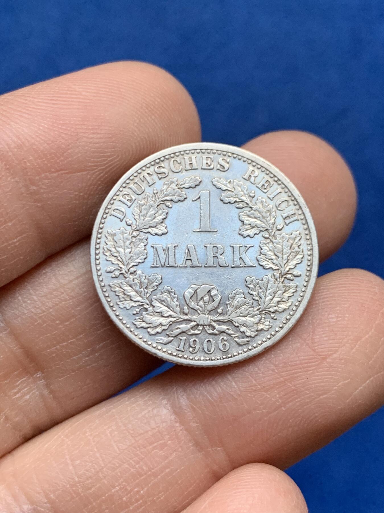 《竞宝斋》第452场 周日，周一 2场连拍 （全场包邮，欢迎送拍） 德国 1906年 1马克银币