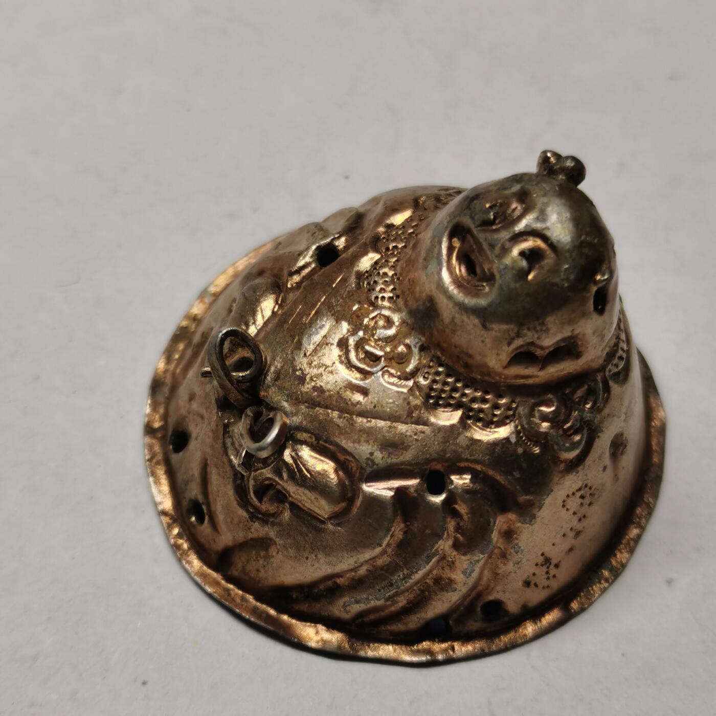 杂件专场91期 清代老银鎏金大号阿福