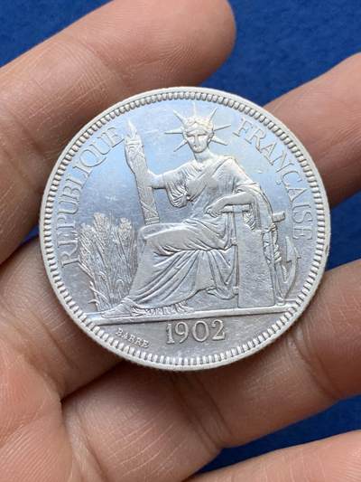 《竞宝斋》第452场 周日，周一 2场连拍 （全场包邮，欢迎送拍） - 法属印支1902年坐洋1皮阿斯特银币