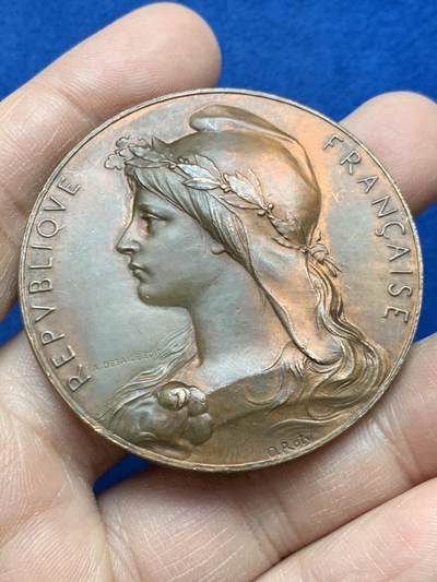 《竞宝斋》第452场 周日，周一 2场连拍 （全场包邮，欢迎送拍） - 名家名作玛丽安娜女神铜章 61.7克 50.3mm 丰饶角铜标