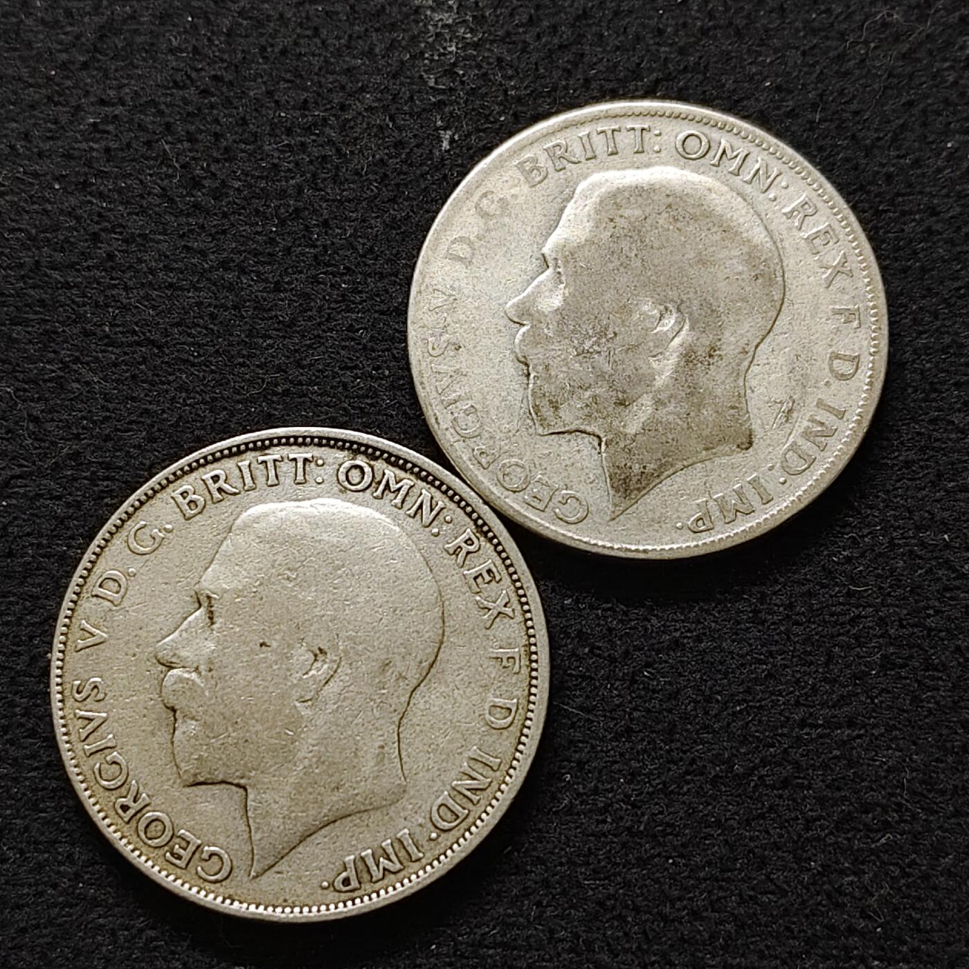【全场包邮】纯粹捡漏拍491场（免费代拍第28场） 英国1922年乔治五世1佛罗林（28.3毫米11.31克）银币2枚一组（共计22.62克）