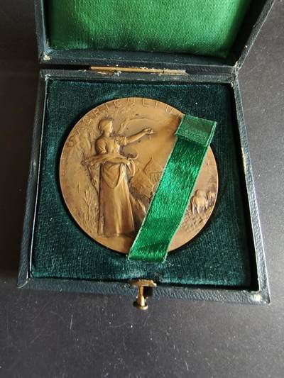 老王徽章第172期 - 法国圣朱利安昂日内瓦农业竞赛大铜章    原盒     直径50mm    重量51.1g      大师P.Grandhomme作品    