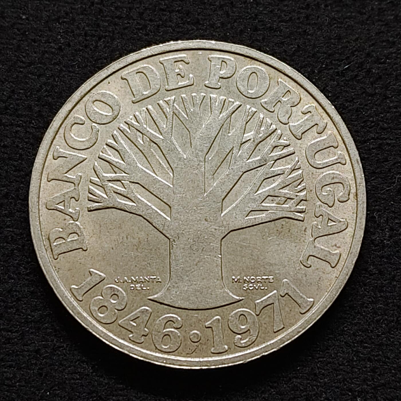 【全场包邮】纯粹捡漏拍491场（免费代拍第28场） 葡萄牙1971年50埃斯库多葡萄牙银行125周年（34毫米18克）纪念银币