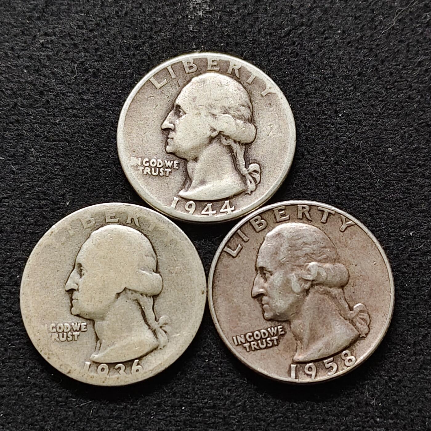 【全场包邮】纯粹捡漏拍490场（免费代拍第27场） 美国各年份华盛顿25分（24.3毫米6.7克）银币（合20.1克）