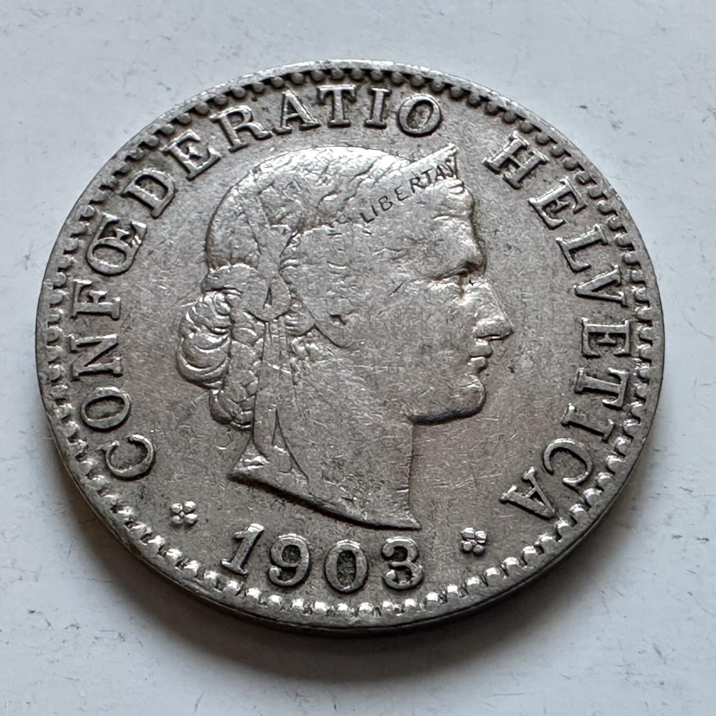 🌹外币初藏🌹🐯2025年第147场  每周二四六晚8️⃣点 接代拍 瑞士1903年20分