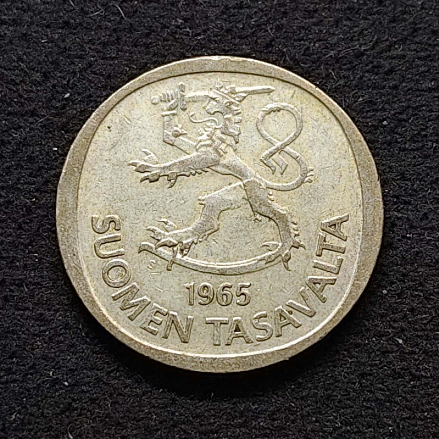 【全场包邮】纯粹捡漏拍490场（免费代拍第27场） 芬兰1965年1马克（24毫米6.4克）银币