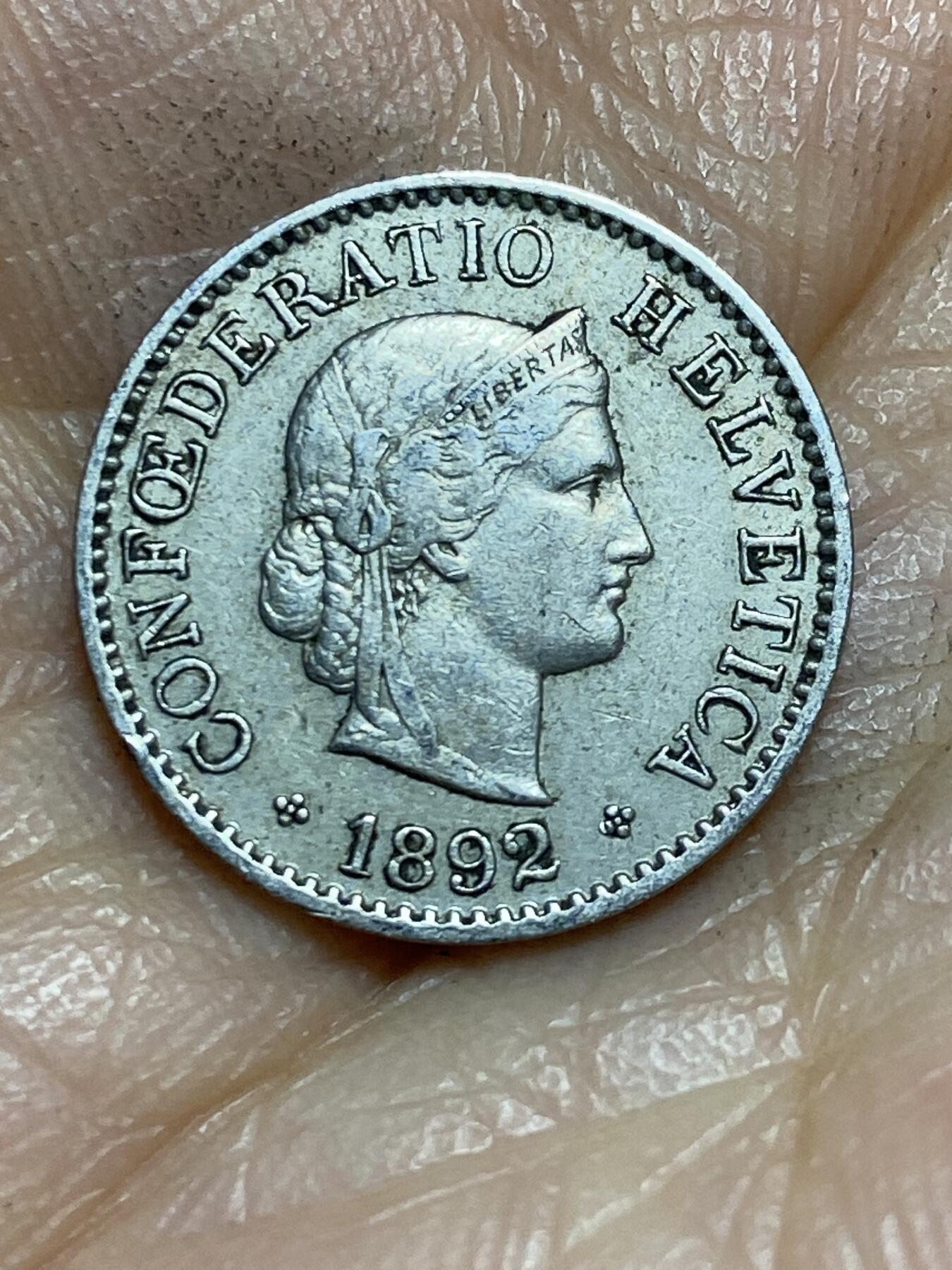 2026年第一场(总第一百七十场）外国好品散币场(免佣金) 稀少早期年份–瑞士🇨🇭1892年5拉彭(第二版，B标伯尔尼造)