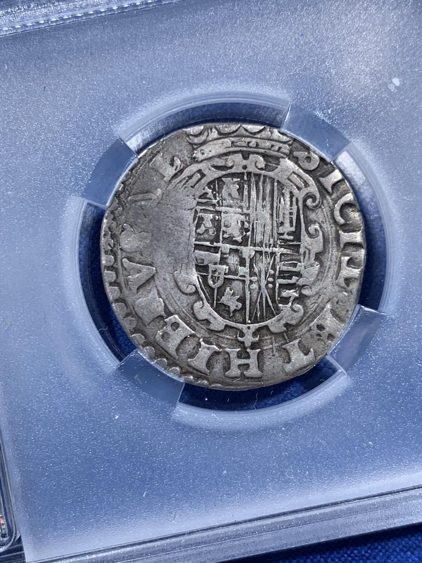 《竞宝斋》第452场 周日，周一 2场连拍 （全场包邮，欢迎送拍） TQG VFD 西属那不勒斯 1556-1567年 1塔里 银币 菲利普二世在位时期发行 打制不错 细节清晰 稀见品种