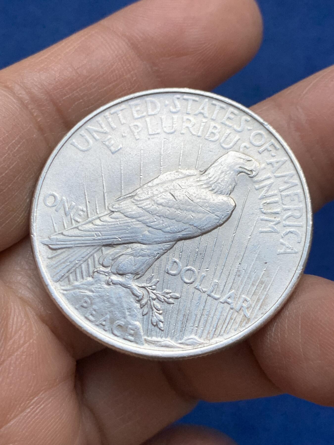 《竞宝斋》第452场 周日，周一 2场连拍 （全场包邮，欢迎送拍） 美国1922年和平1美元大银币