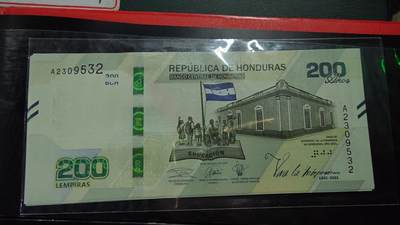 【新年二拍】世界钱币～微拍第223期暨2025年第63期  裸钞专场超低起拍 欢迎参与 - 2021年洪都拉斯200 纪念钞全新绝品无47A冠尾号532