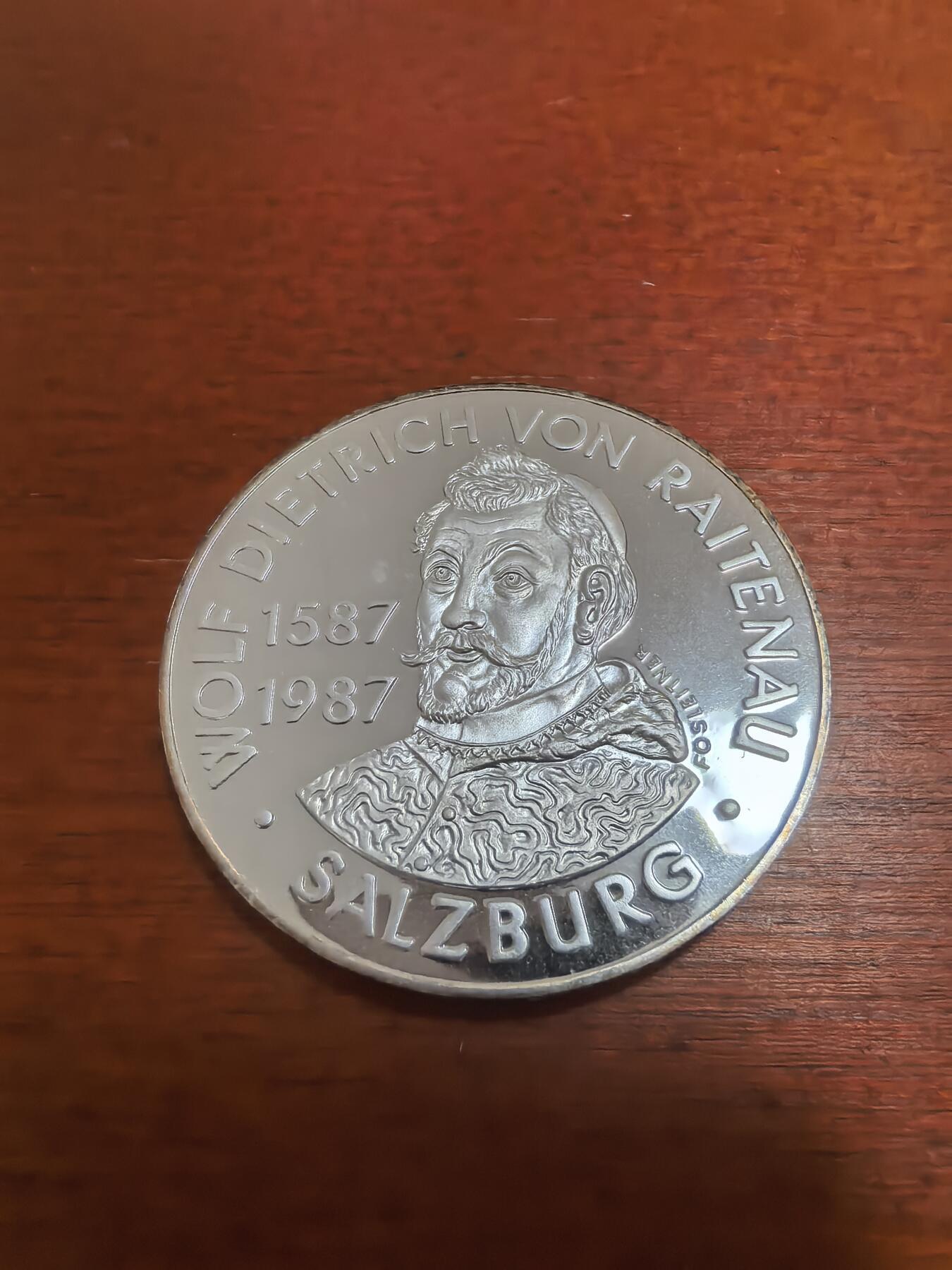 长老汇蛇年精选第八十九场拍卖 1987 奥地利沃尔夫·迪特里希·冯·莱特瑙大主教500先令精制银币，24克925银