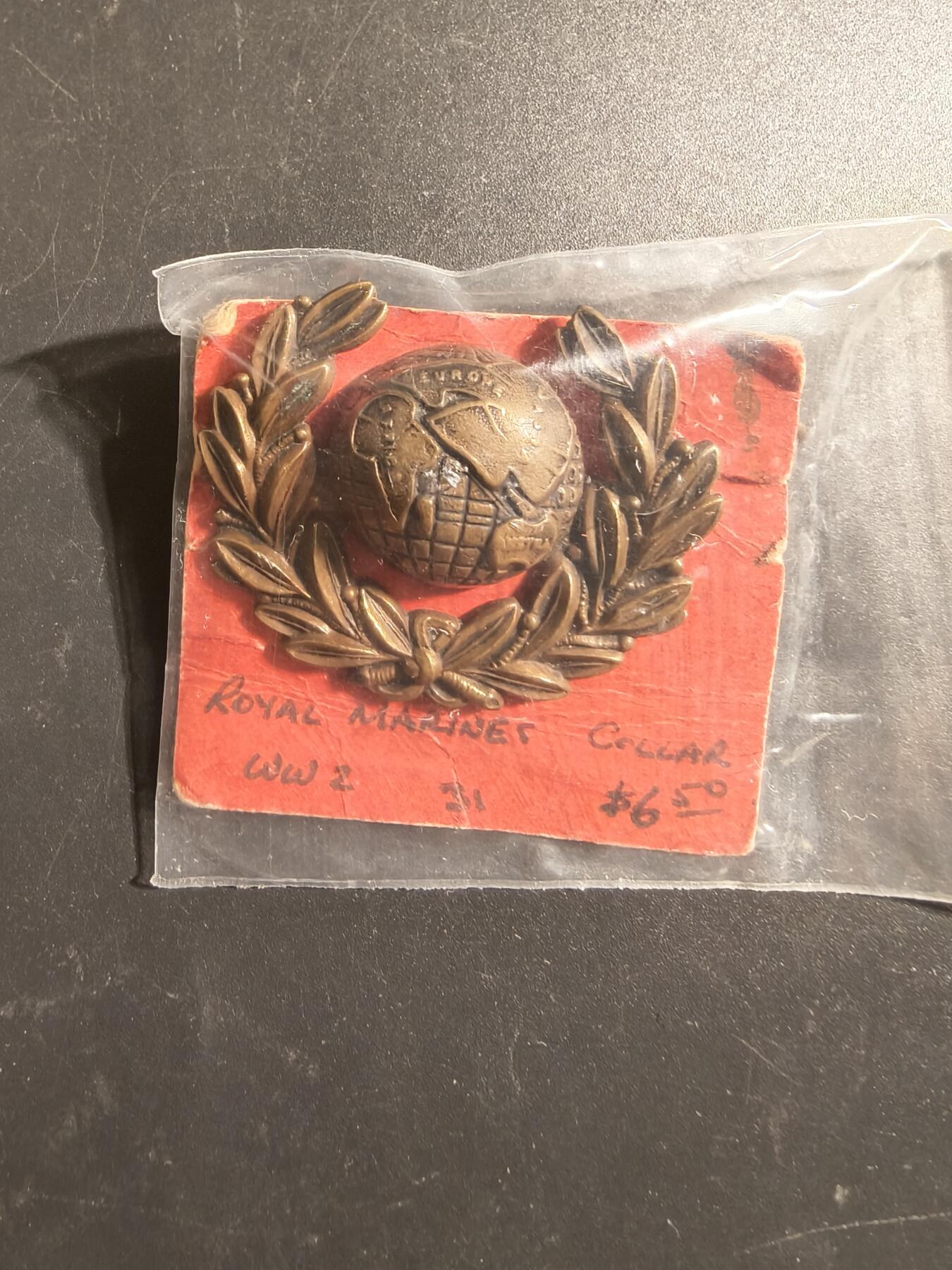 老王徽章第172期 英国皇家海军陆战队帽徽    一战时期