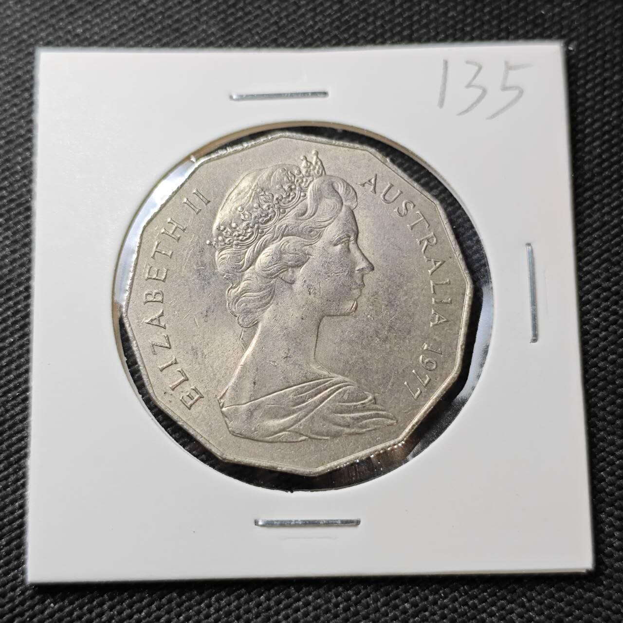 KK钱币收藏小铺 《套币 好品/批量散币专场》  2月预留时间 周末发货 1977  澳大利亚50便士纪念币