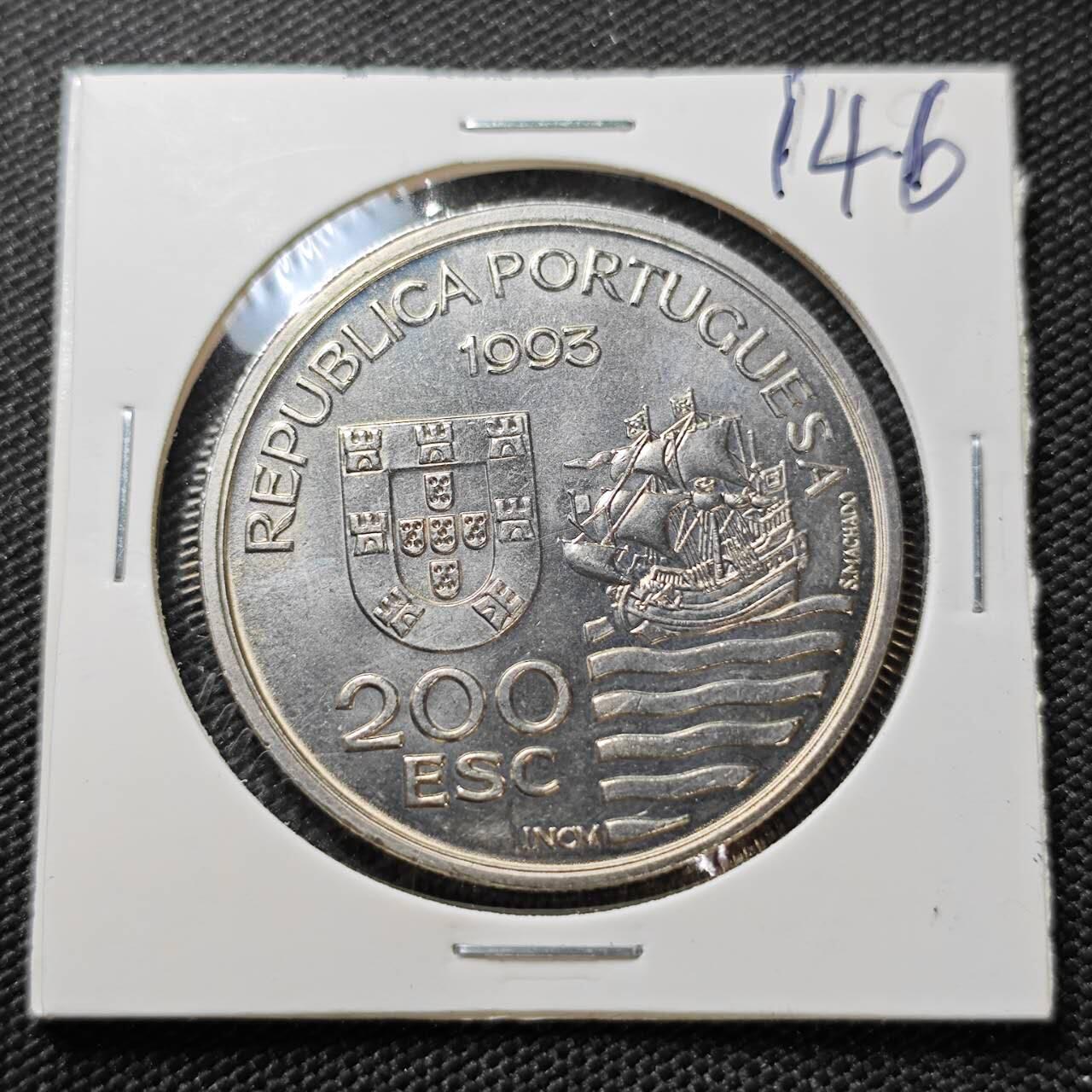 KK钱币收藏小铺 《套币 好品/批量散币专场》  2月预留时间 周末发货  1993葡萄牙200埃斯库多克朗形纪念币