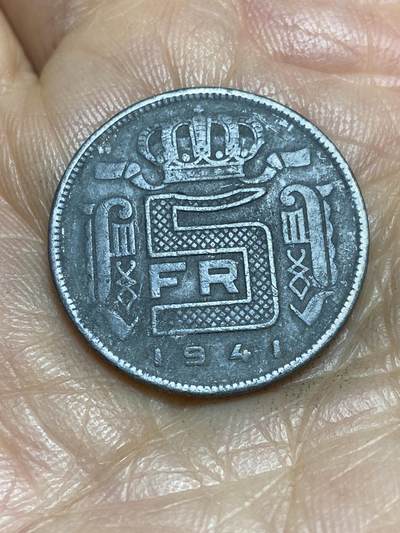 2026年第一场(总第一百七十场）外国好品散币场(免佣金) - 比利时🇧🇪1941年5法郎(二战德国占领时期，荷语版)