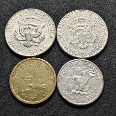 【全场包邮】纯粹捡漏拍490场（免费代拍第27场） - 美国各年份半元-1元4枚一组-含苏珊小1元和萨卡维亚