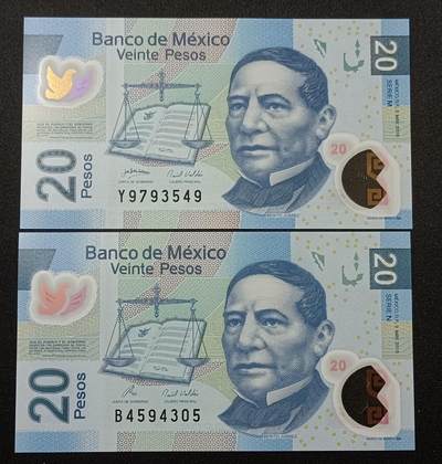 【游宝包邮场】蛇年第103期  - 墨西哥-20比索【2010年 SERIE-M/N两版 全新UNC/INC-】