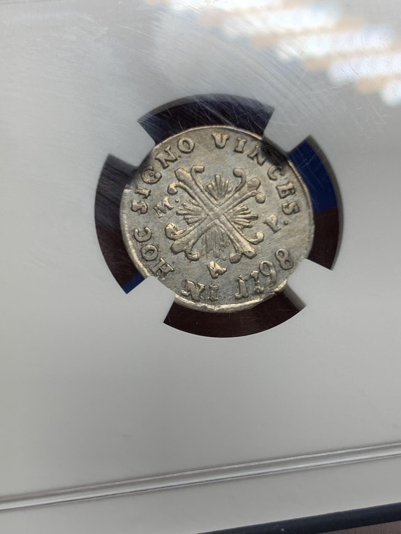 《竞宝斋》第452场 周日，周一 2场连拍 （全场包邮，欢迎送拍） NGC XFD 意大利 那不勒斯与西西里王国 1798年 10GRA 银币 打制不错 细节很好 少见品种