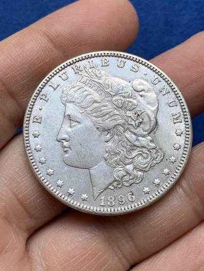 《竞宝斋》第452场 周日，周一 2场连拍 （全场包邮，欢迎送拍） - 美国1896年摩根1美元银币