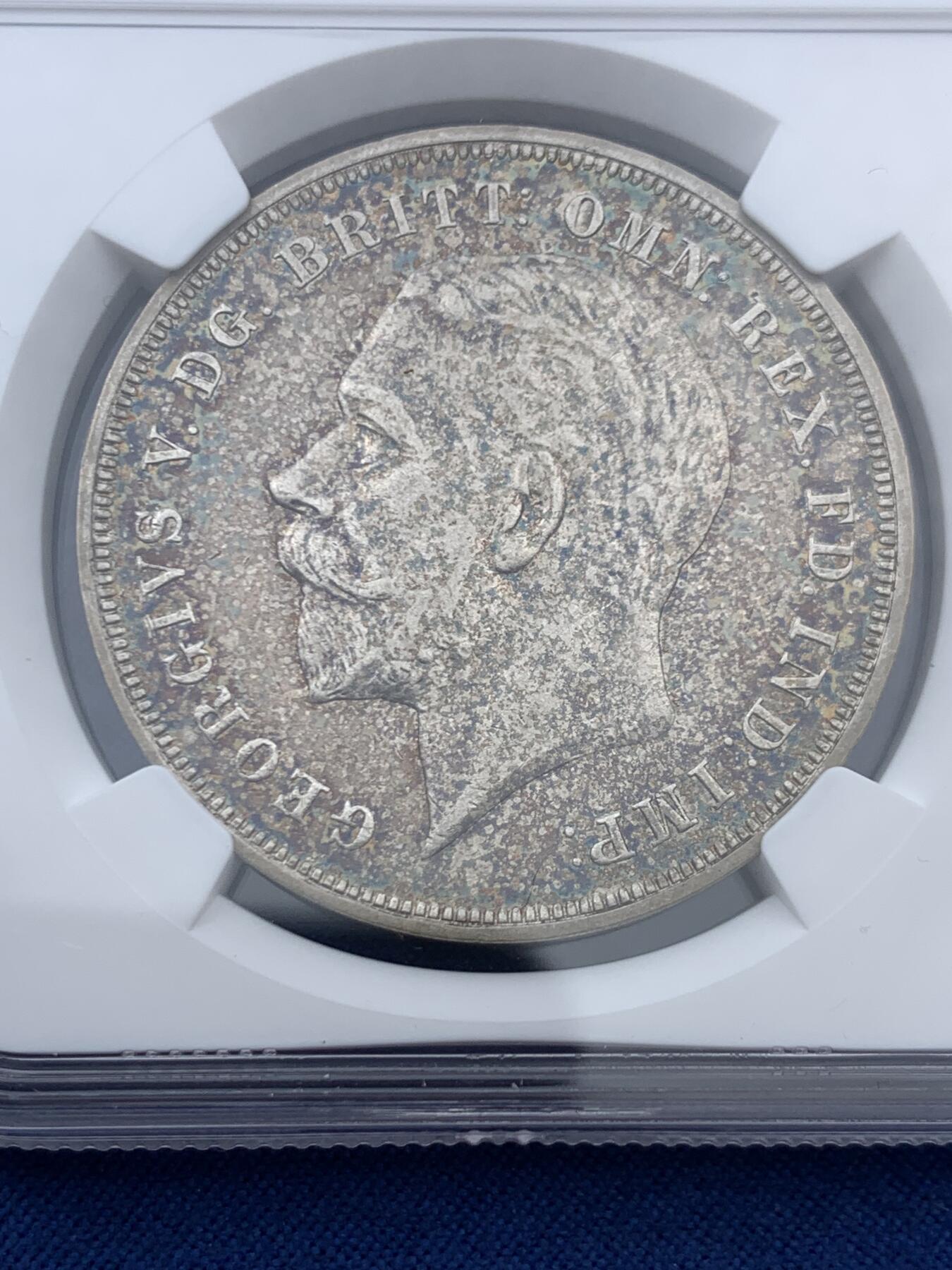 《竞宝斋》第452场 周日，周一 2场连拍 （全场包邮，欢迎送拍） NGC AU55 英国1935年乔五1克朗木马剑银币