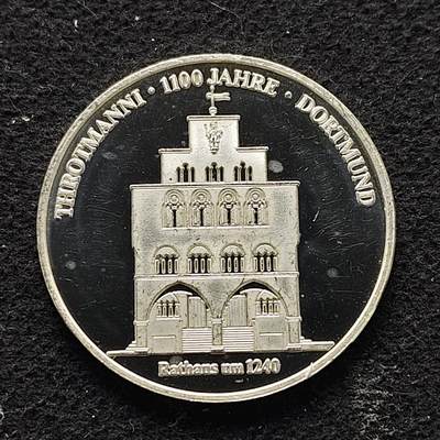 【全场包邮】纯粹捡漏拍491场（免费代拍第28场） - 【银章】德国1982年多特蒙德建市1100周年精制15克纯银纪念银章-有银标
