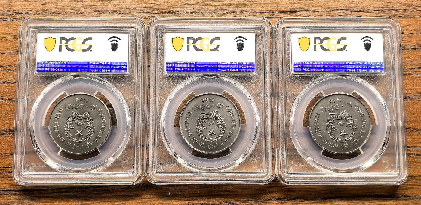 凡希社世界钱币微拍第三百十六期 1986越南动物三枚套水牛/大象/孔雀PCGS-MS68