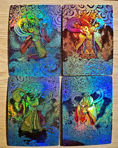 卡牌限时027期专场（11号晚22点截拍） - 【全新】齐卡文化-神话系列-四海龙王彩闪*4张全