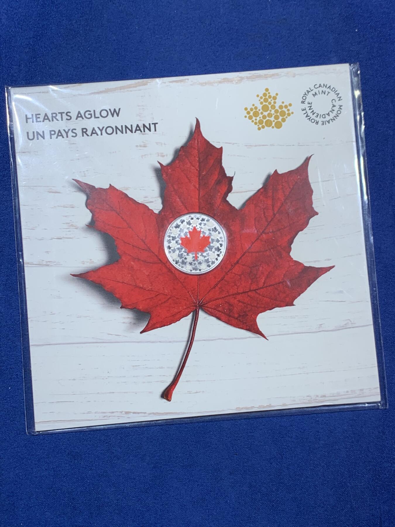 《竞宝斋》第453场 周日，周一 2场连拍 （全场包邮，欢迎送拍） 加拿大 2018年 5加元 27mm 7.96克 99.99%纯银 红色枫叶花语坚毅彩色-夜光银币