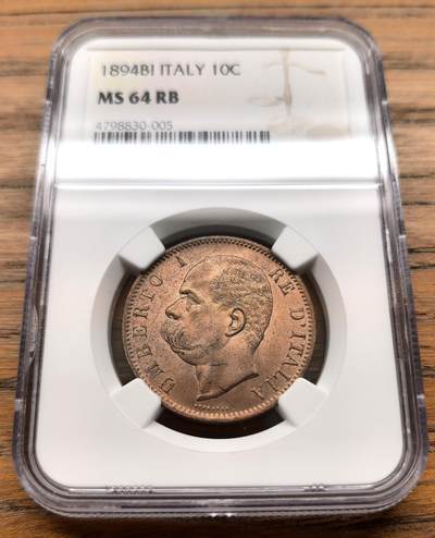 凡希社世界钱币微拍第三百十六期 - 1894BI意大利翁贝托10分大铜NGC-MS64