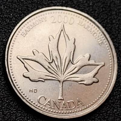 泉币菌-第157场-跨年欢乐场（特修改截拍时间为23:30分） - 原光极美 2000年 加拿大迎接千禧年 1/4元纪念币  23.8MM 