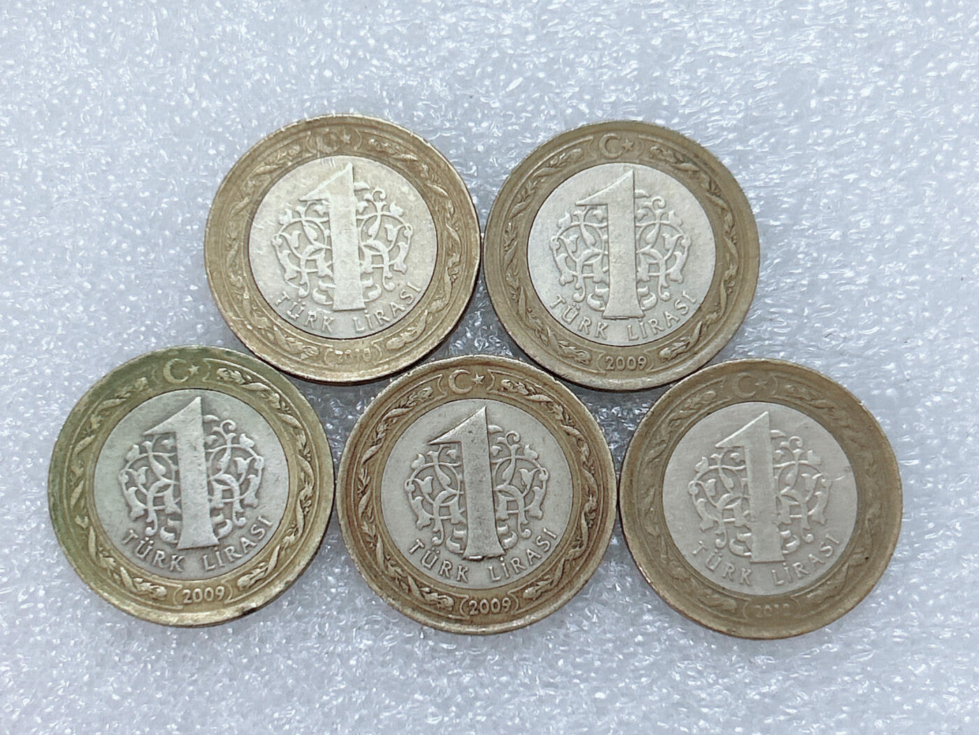 第一海外回流一元起拍收藏 散集专场  第284期 土耳其1里拉双色币 5枚