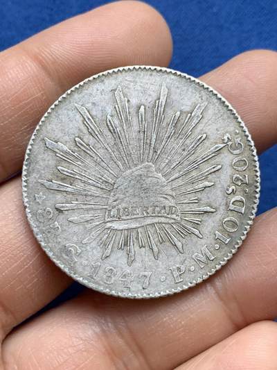 《竞宝斋》第453场 周日，周一 2场连拍 （全场包邮，欢迎送拍） - 墨西哥1847 PM版 8R鹰洋银币 少见早期鹰