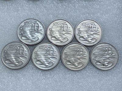 第一海外回流一元起拍收藏 散集专场  第284期 - 澳大利亚女王高冠版20分硬币 7枚 原光好品